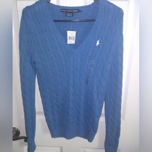 Polo Ralph Lauren blue cable knit sweater medium